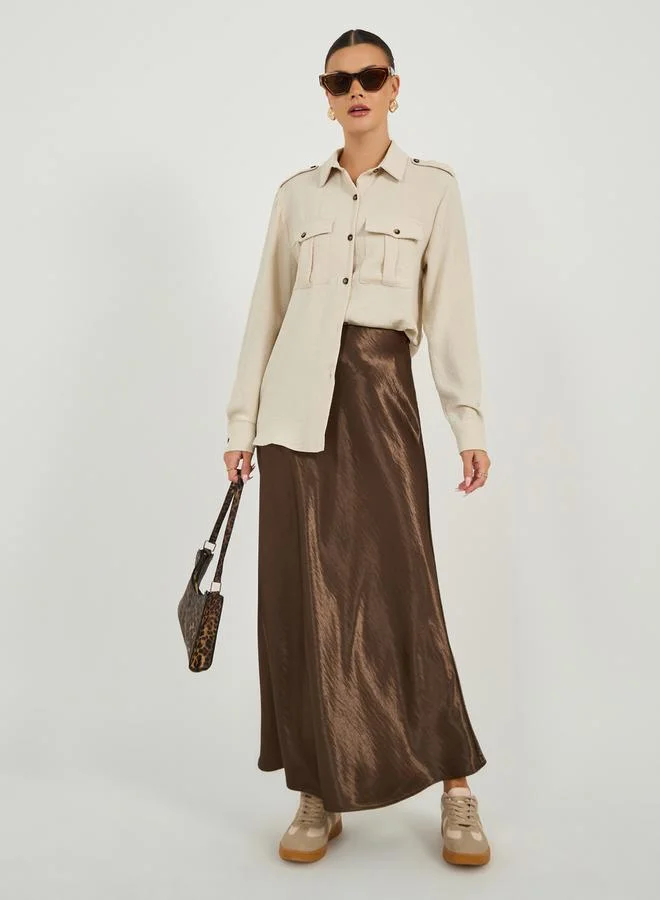 ستايلي قميص بقصة عادية بياقة وجيب عملي