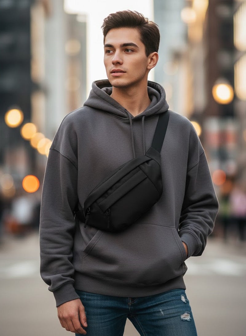 زوبا شنطة خصر عالية الجودة للسفر والمشي لمسافات طويلة والجري والرياضة للجنسين (اسود, وسط)3 - Image 3