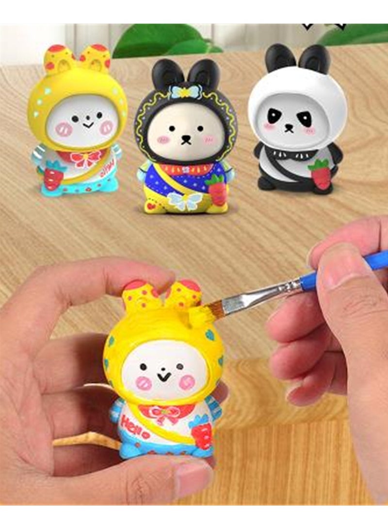 SYOSI 6PCS Unpainted Ceramics, Ceramic Painting Kit, Paintable Ceramics to Paint Your Own Ceramic, DIY Handmade Bag Painting Coloring Bunny Set, Complete Plaster Craft - Image 3