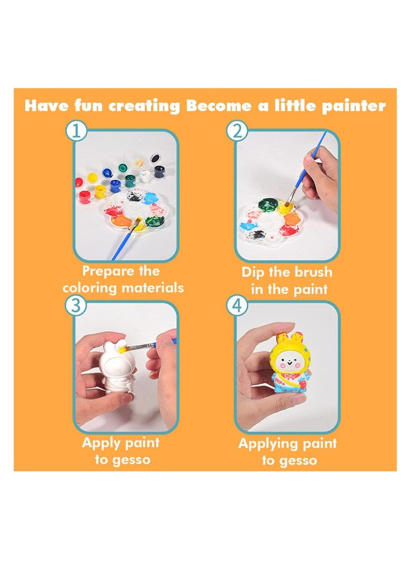SYOSI 6PCS Unpainted Ceramics, Ceramic Painting Kit, Paintable Ceramics to Paint Your Own Ceramic, DIY Handmade Bag Painting Coloring Bunny Set, Complete Plaster Craft - Image 4