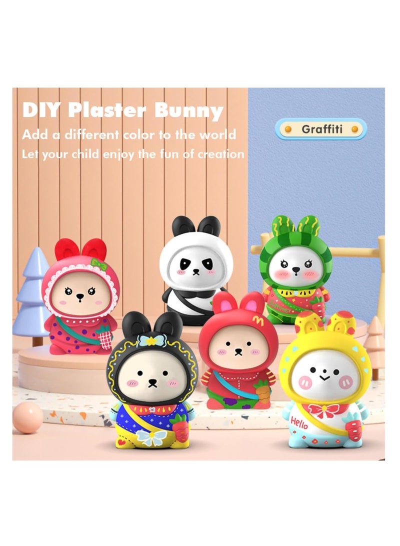 SYOSI 6PCS Unpainted Ceramics, Ceramic Painting Kit, Paintable Ceramics to Paint Your Own Ceramic, DIY Handmade Bag Painting Coloring Bunny Set, Complete Plaster Craft - Image 5
