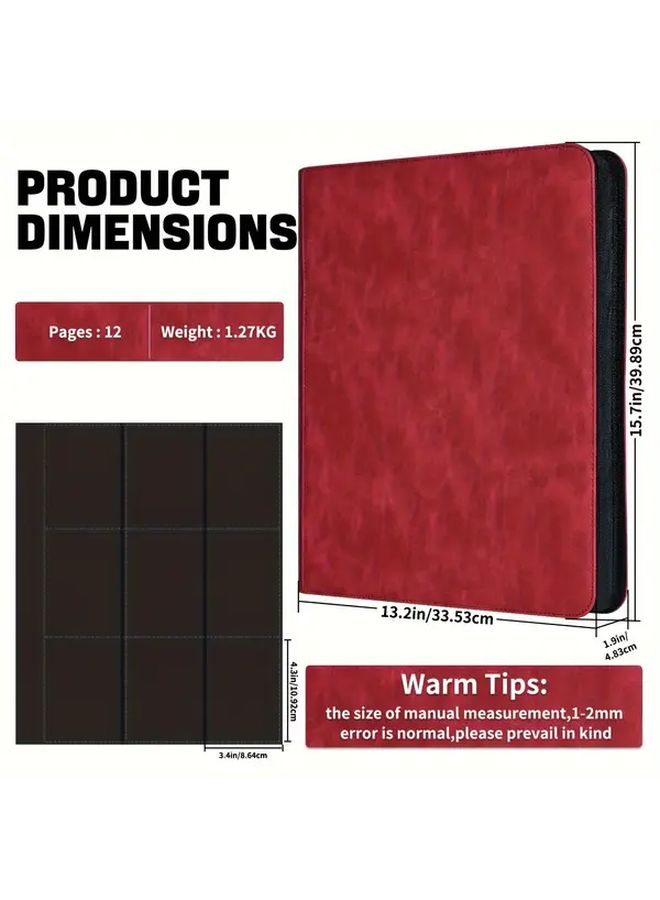 9 Pocket Card Storage Binder Double Sided Ring Free Holds 216 Cards Compatible with TCG Sports Cards Red - Image 2