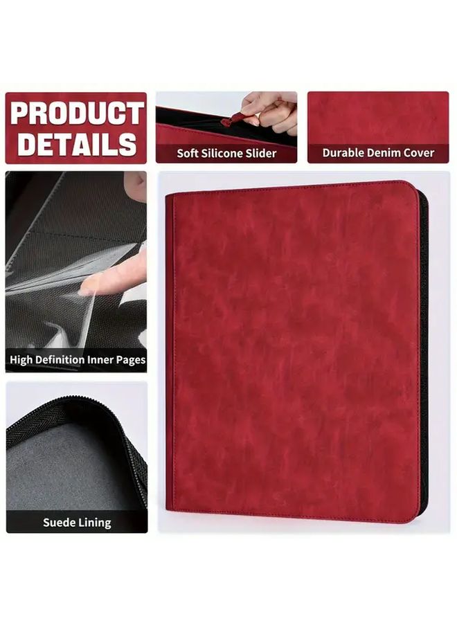 9 Pocket Card Storage Binder Double Sided Ring Free Holds 216 Cards Compatible with TCG Sports Cards Red - Image 4
