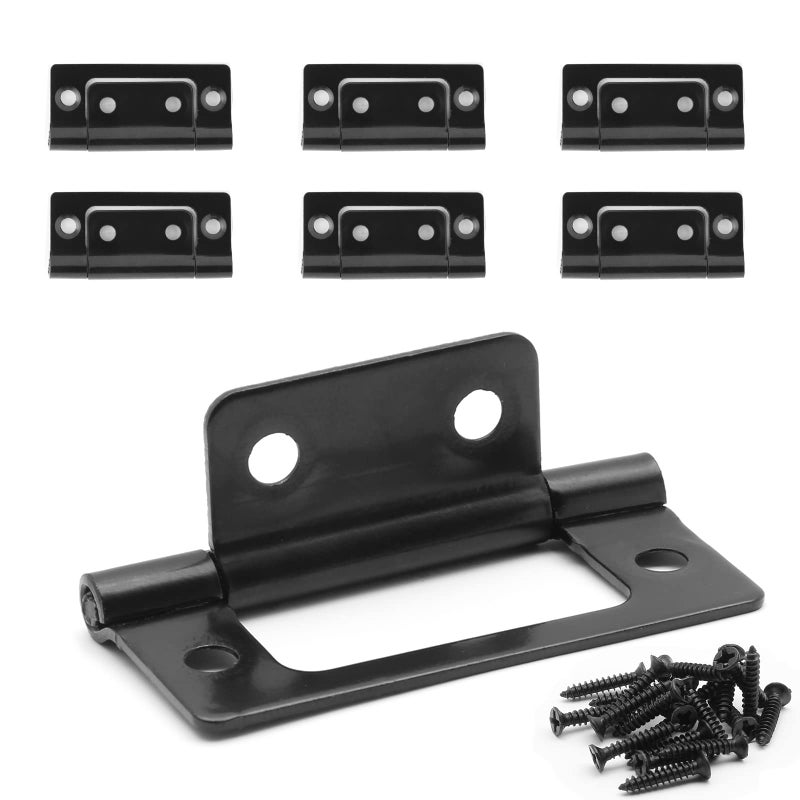 Litoexpe 6 Pcs Non-Mortise Door Hinges, 2 x 0.97 Inch Matte Black Bifold Door Hinges for Variable Kitchen, Bathroom - Image 1
