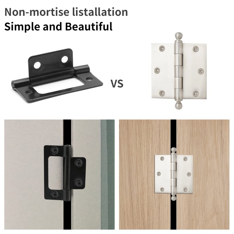 Litoexpe 6 Pcs Non-Mortise Door Hinges, 2 x 0.97 Inch Matte Black Bifold Door Hinges for Variable Kitchen, Bathroom - Image 4