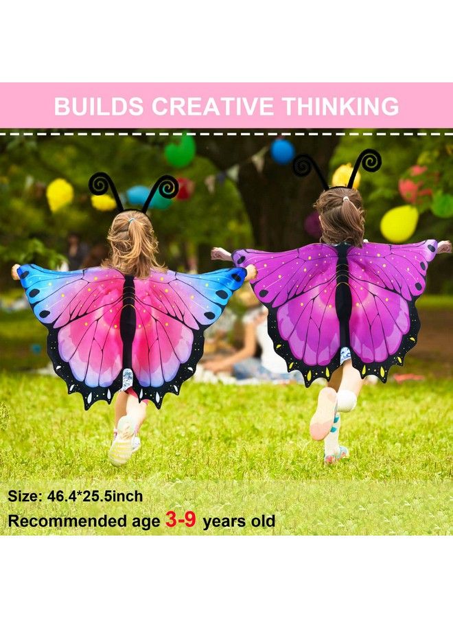 iROLEWIN Toddler Kidsbutterflywingscostume For Girlsdressup Mask Headband Butterfly Dress Up Wings Halloween Party Favors (Pink) - Image 3