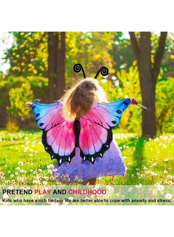 iROLEWIN Toddler Kidsbutterflywingscostume For Girlsdressup Mask Headband Butterfly Dress Up Wings Halloween Party Favors (Pink) - Image 4