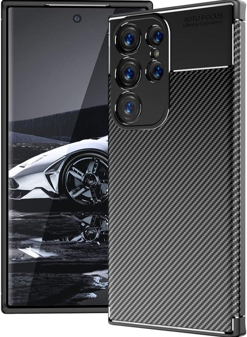 أوتو فوكس جراب حمايه سيليكون تصميم1 مقاوم للصدمات حمايه للكاميرا متوافق مع Samsung Galaxy S23 Ultra (اسود) - Image 1