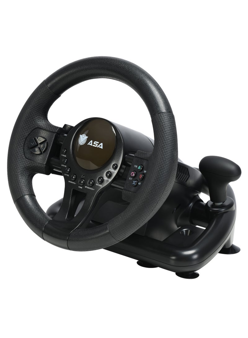 أيه أس أيه عجلة قيادة سباق 180 درجة مع دواسات ومبدل الحركة لأجهزة PC/PS4/PS3/Xbox One/Xbox 360/Switch - Image 2