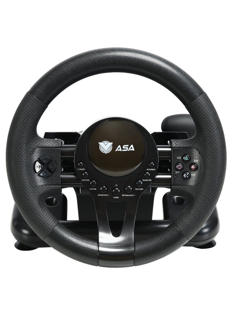 أيه أس أيه عجلة قيادة سباق 180 درجة مع دواسات ومبدل الحركة لأجهزة PC/PS4/PS3/Xbox One/Xbox 360/Switch - Image 4