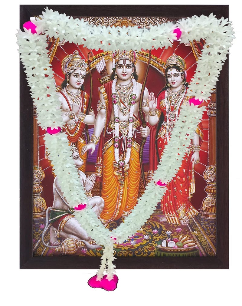 3A Featuretail Artificial Mix Flowers Garland, Artificial Phool Mala for Photo Frame Decoration (1pc Jasmine with Pink Pompom Mala, Jasmine Mala) - Image 3