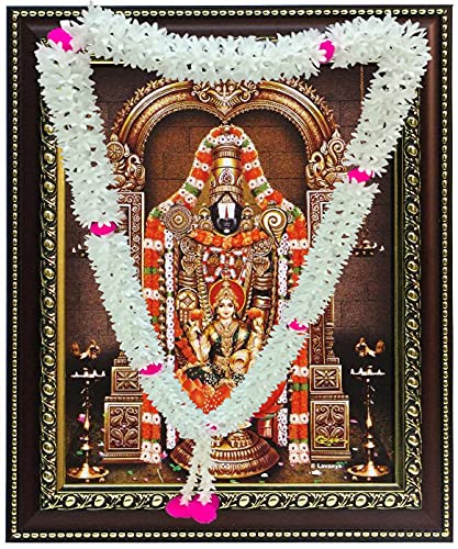 3A Featuretail Artificial Mix Flowers Garland, Artificial Phool Mala for Photo Frame Decoration (1pc Jasmine with Pink Pompom Mala, Jasmine Mala) - Image 2