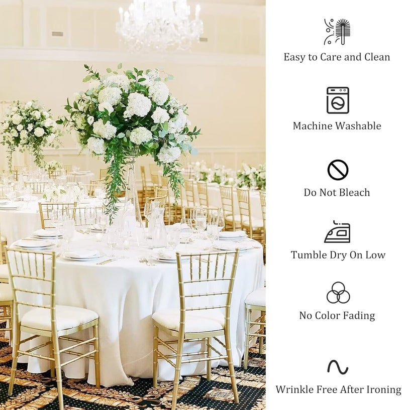 klarako 8 Pack Thick Premium Round Tablecloth 108 Inch Round Table Covers Washable Polyester Fabric Round Table Clothes for Wedding Party Reception Banquet Buffet Restaurant (White, 108 Inch) - Image 5