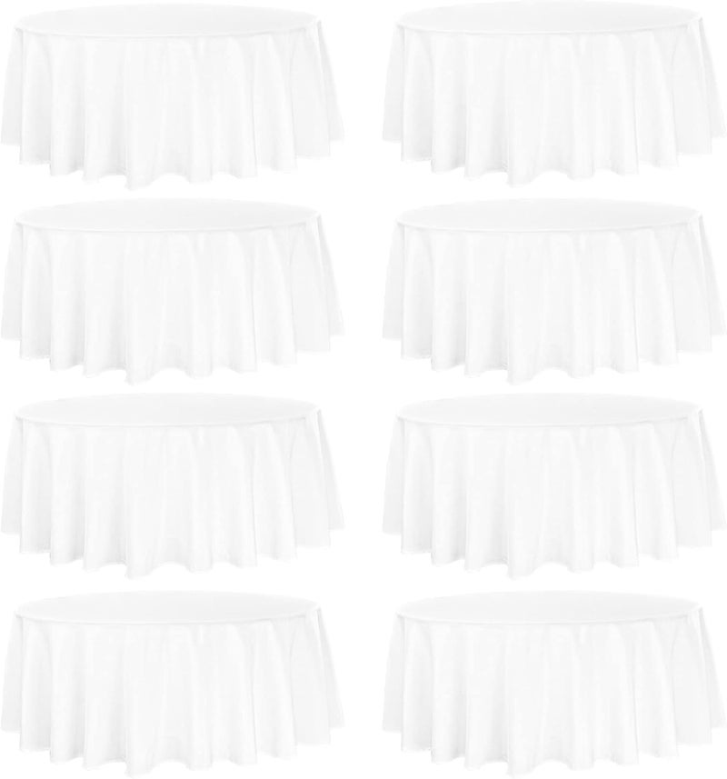 klarako 8 Pack Thick Premium Round Tablecloth 108 Inch Round Table Covers Washable Polyester Fabric Round Table Clothes for Wedding Party Reception Banquet Buffet Restaurant (White, 108 Inch) - Image 1