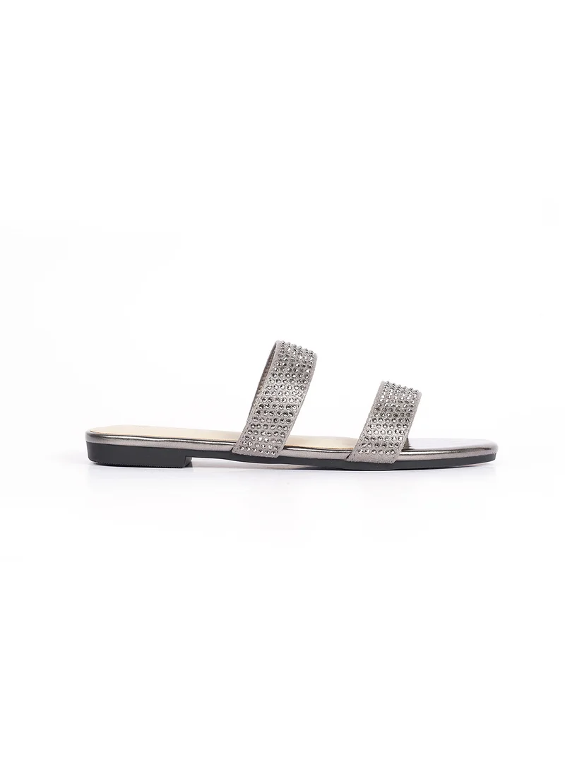 Cuple Womens embelished two-strap slide Sandals