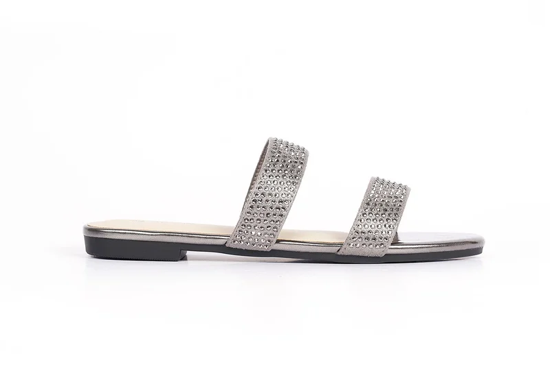 Womens embelished two-strap slide Sandals