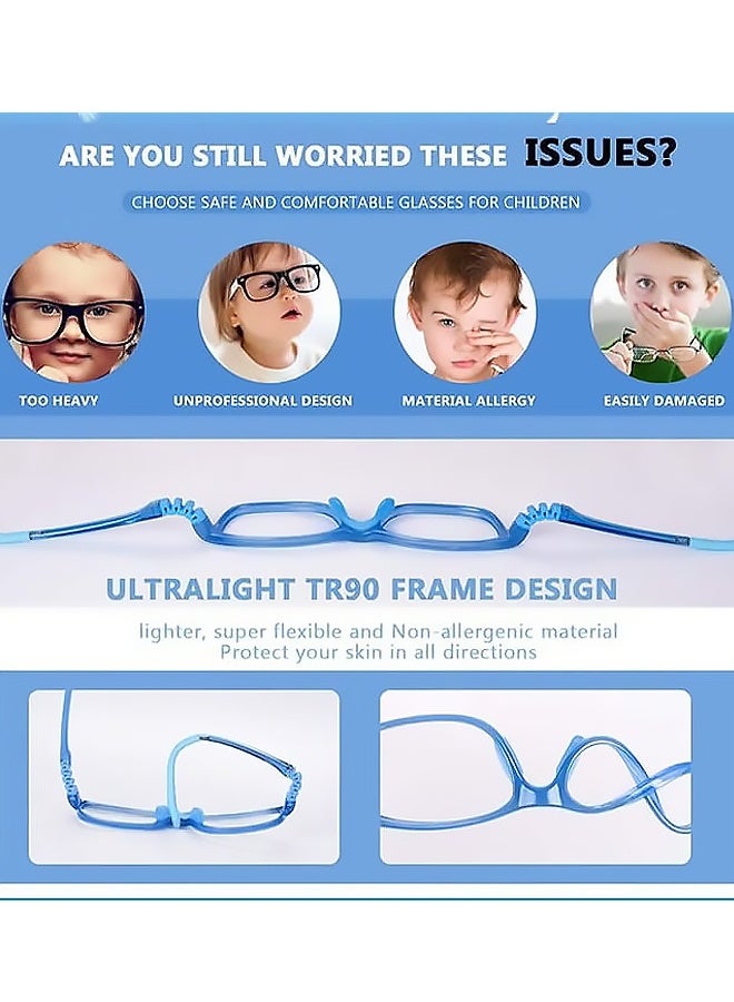 Kids Anti Blue Light Blocking Glasses with Car Shape Case Anti Glare Eyestrain Silicone Safety Eyewear for Boys and Girls Age 3 to 12  Gaming Computer Laptop Use Reading Watching TV Outdoor Play,Yellow,Blue - Image 4