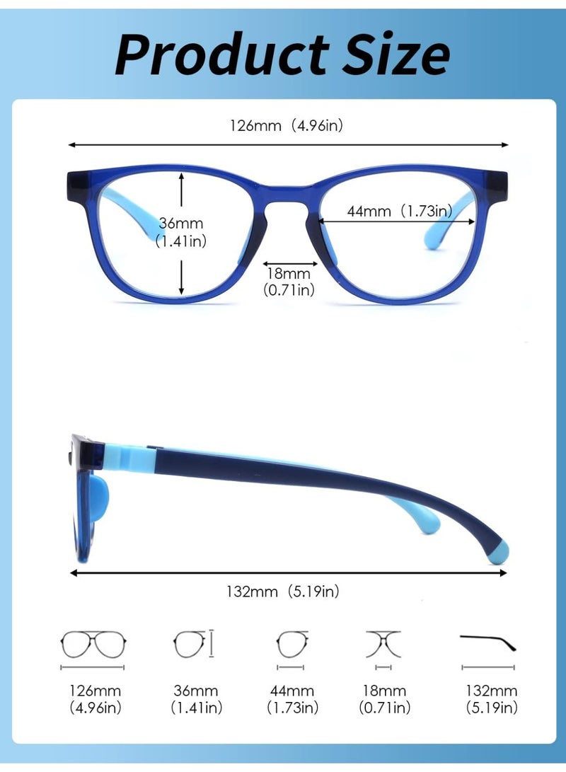 Kids Anti Blue Light Blocking Glasses with Car Shape Case Anti Glare Eyestrain Silicone Safety Eyewear for Boys and Girls Age 3 to 12  Gaming Computer Laptop Use Reading Watching TV Outdoor Play,Yellow,Blue - Image 3