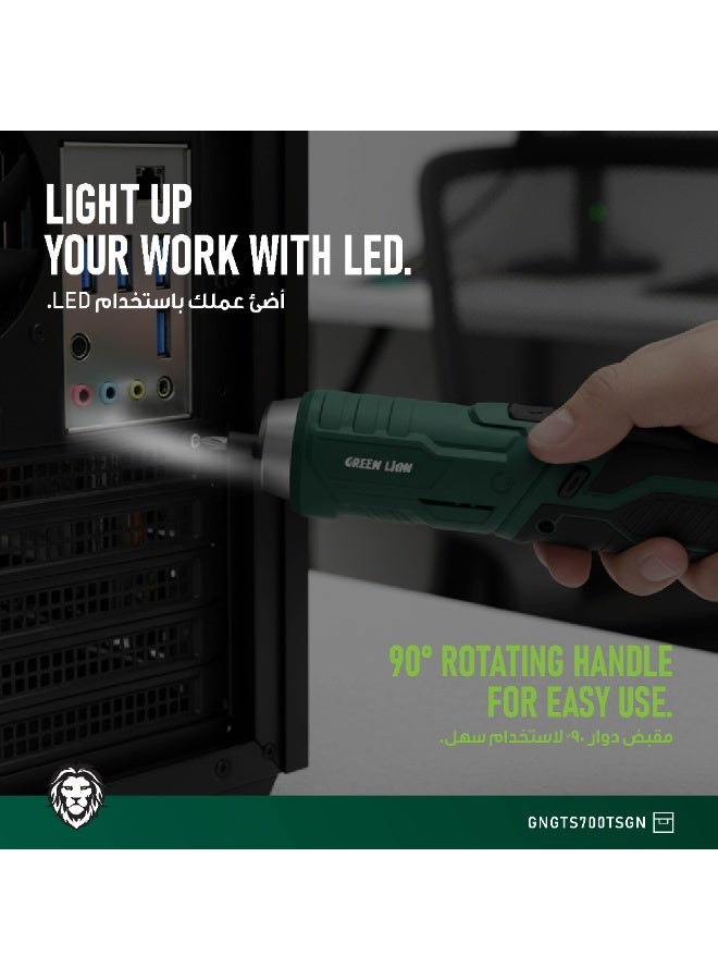 جرين ليون مفك براغي لاسلكي ومجموعة أدوات، مجموعة كاملة 213 قطعة، صندوق تخزين قابل للتكديس، تحكم أمامي وعكسي، مقبض قابل للتعديل، مفك براغي لاسلكي مع بطارية قابلة للشحن بسعة 1500 مللي أمبير، عزم دوران أقصى 3.0 نيوتن متر، حقيبة كاملة 213 قطعة. - Image 4