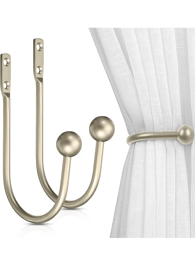 The Bros Curtain Holdback, 2pcs Wall Mounted Drapery Tiebacks Hooks with Ball Curtain Drapery Holders Aluminum Alloy Decorative Curtain Cord Holdback Drapes Tiebacks, Cyangu 