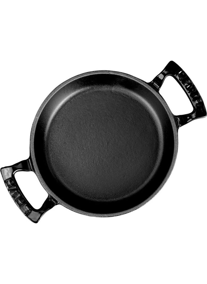 Lava Casting Round Pan Cast Iron Solid Double Handle DIAMETER(Ø)20CM. - Black  - Image 4