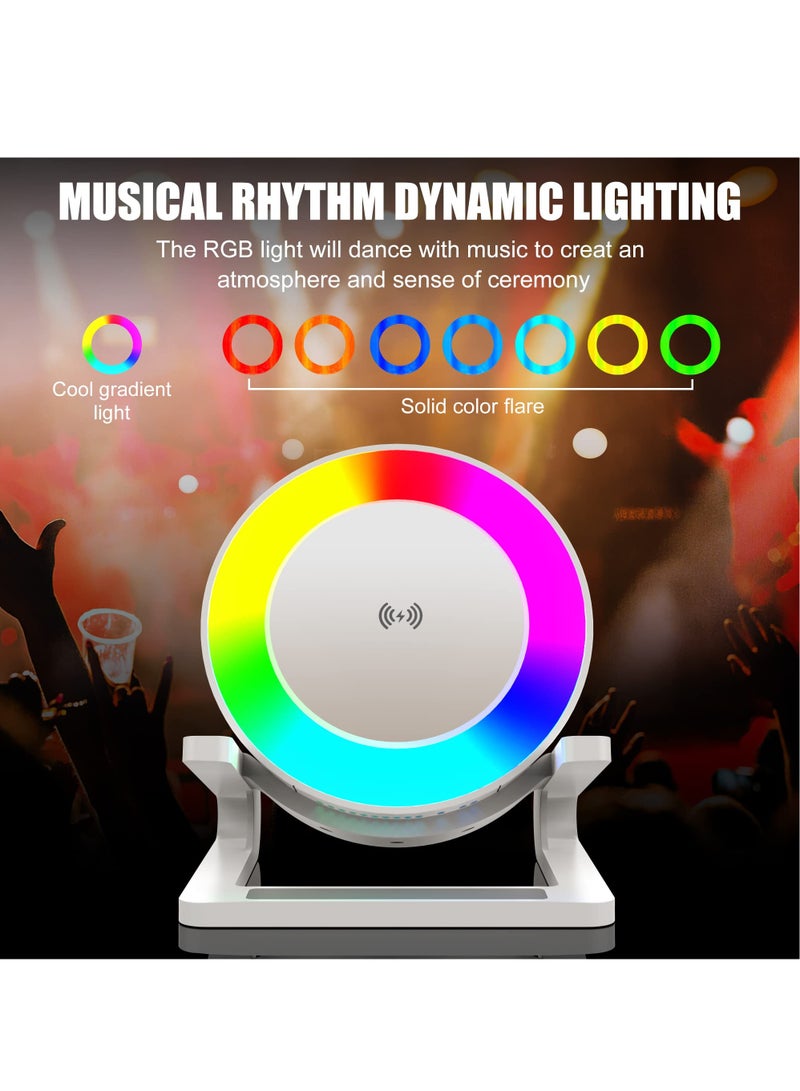 SYOSI Fast Wireless Charger with Bluetooth Speaker Wireless Charging Phone Stand Qi Certified Wireless Charger for iPhone 14 13 12 11 X 8 and Samsung Galaxy S22 S21 S20 S21 S10 S9 White - Image 5