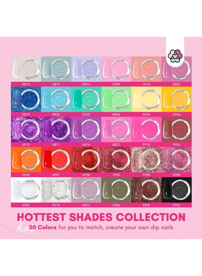 سافي لاند مجموعة أظافر SAVILAND مع مثقاب: مجموعة بداية 30 لونًا من مسحوق أظافر الكيراتين للصيف والربيع مع مجموعة سائلة من مسحوق الغمس وقاعدة منشطة وطبقة علوية وزيت بشرة من أجل مانيكير منزلي الصنع وفن الأظافر - Image 2