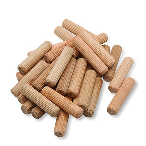 BokWin 100 Pack Wooden Dowel Pins 12mm x 50mm Approx 12 x 2 Wood Fluted Dowels Rods Kiln Dried Fluted and Beveled Hardwood Crafts Dowel Pegs - Image 1