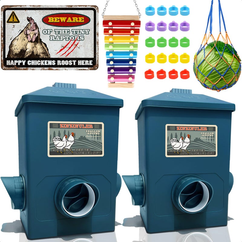 ZINZINULER Chicken Feeder, Hanging Automatic Chick Feeders, Chicken Coop Accessories(52 Pounds / 2 Pcs) - Image 1