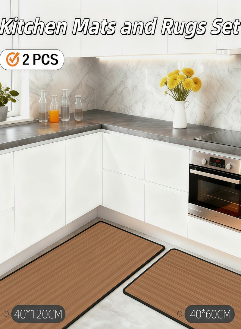 XiuWoo 2 PCS Kitchen Mats and Rugs Set , Non Slip Heavy Duty Standing Mat, Quick Dry Diatom Mud Floor Mat, Extra Soft and Absorbent Floor Mats for Kitchen, Bath, Office, Laundry(40*60cm+40*120cm) - Image 1