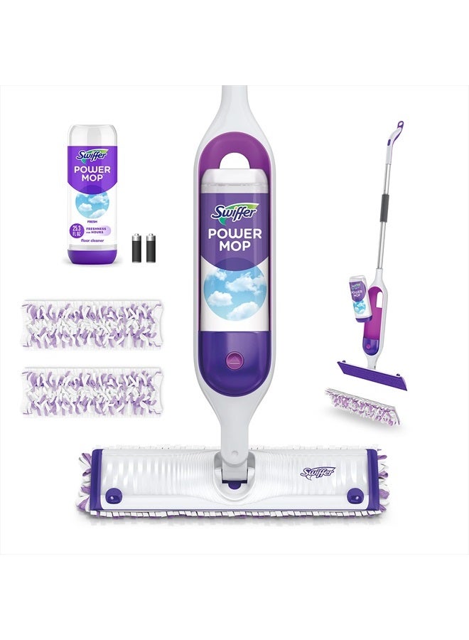Swiffer PowerMop Multi-Surface Mop Kit for Floor Cleaning, Fresh Scent, Mopping Kit Includes PowerMop, 2 Mopping Pad Refills, 1 Floor Cleaning Solution with Fresh Scent and 2 Batteries - Image 1
