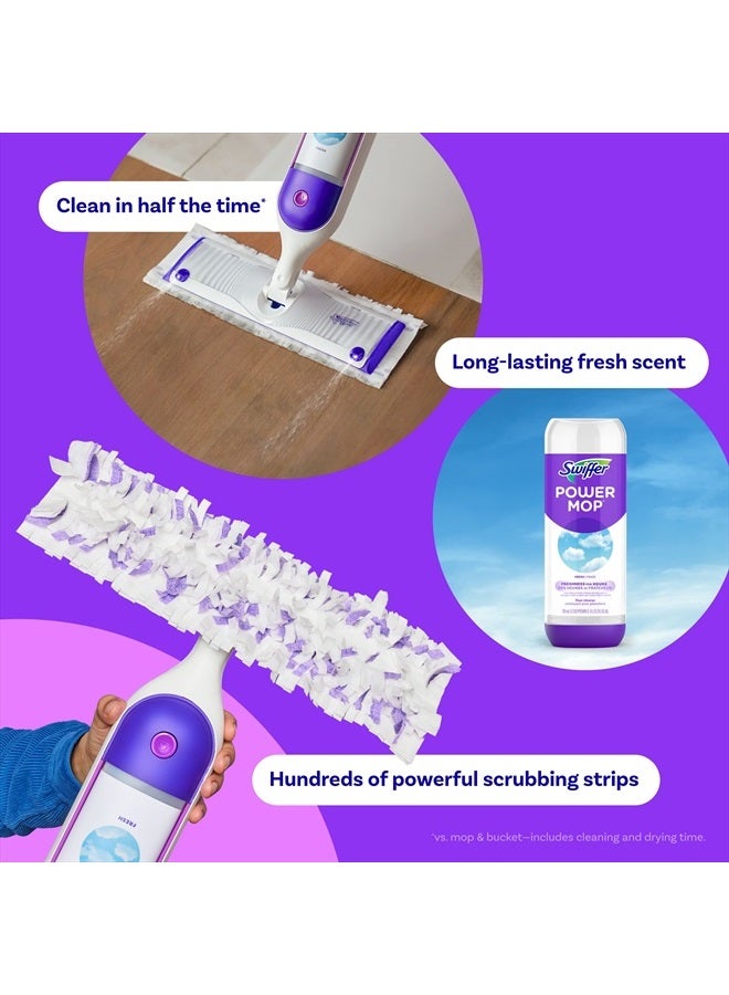 Swiffer PowerMop Multi-Surface Mop Kit for Floor Cleaning, Fresh Scent, Mopping Kit Includes PowerMop, 2 Mopping Pad Refills, 1 Floor Cleaning Solution with Fresh Scent and 2 Batteries - Image 2