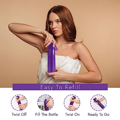 VIGOR PATH Continuous Spray Bottle for Hair – Fine Mist Mister for Hairstyling, Cleaning, Plants, Pets, Barbers, Salons, and Essential Oil Applications (300ml/10.1 oz) Dark Purple - Image 5