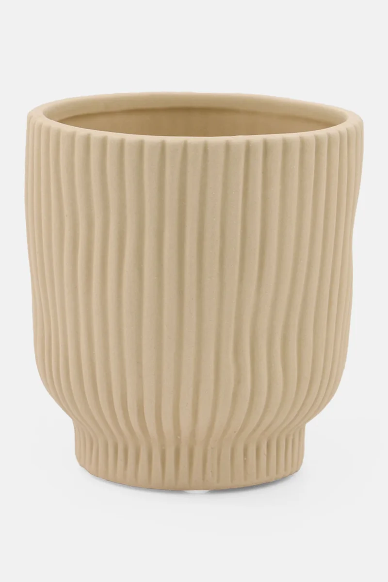 Muy Mucho Round Ceramic Pot, Beige