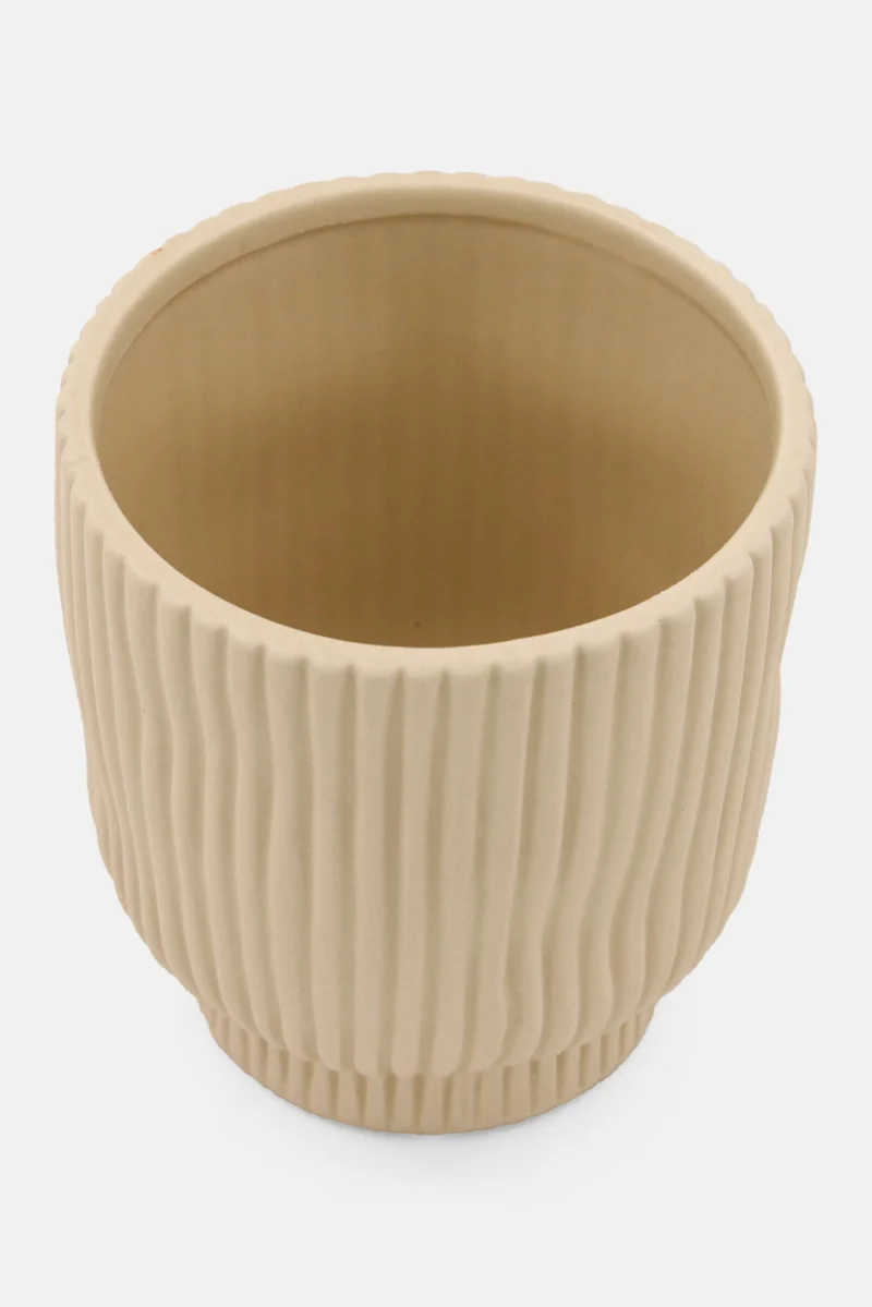 Muy Mucho Round Ceramic Pot, Beige