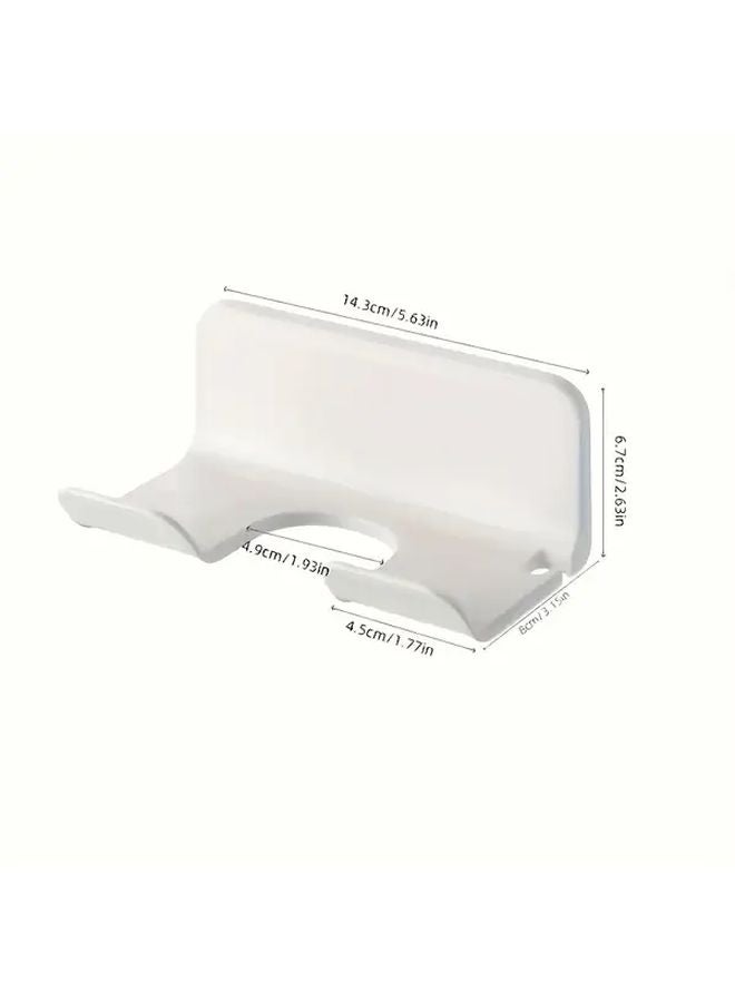 White Modern Wall Mounted Hair Dryer Holder No Drill Installation Bathroom Organizer - Image 4