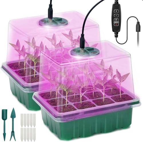 Idealife Seed Starter Tray 2 Pcs Plant Propagation Station with Grow LightSeedling Starter Trays with Timing ControllerMini Greenhouse Kit with Humidity Domes and BasePlant Tray for Seeds Growing Starting - Image 1
