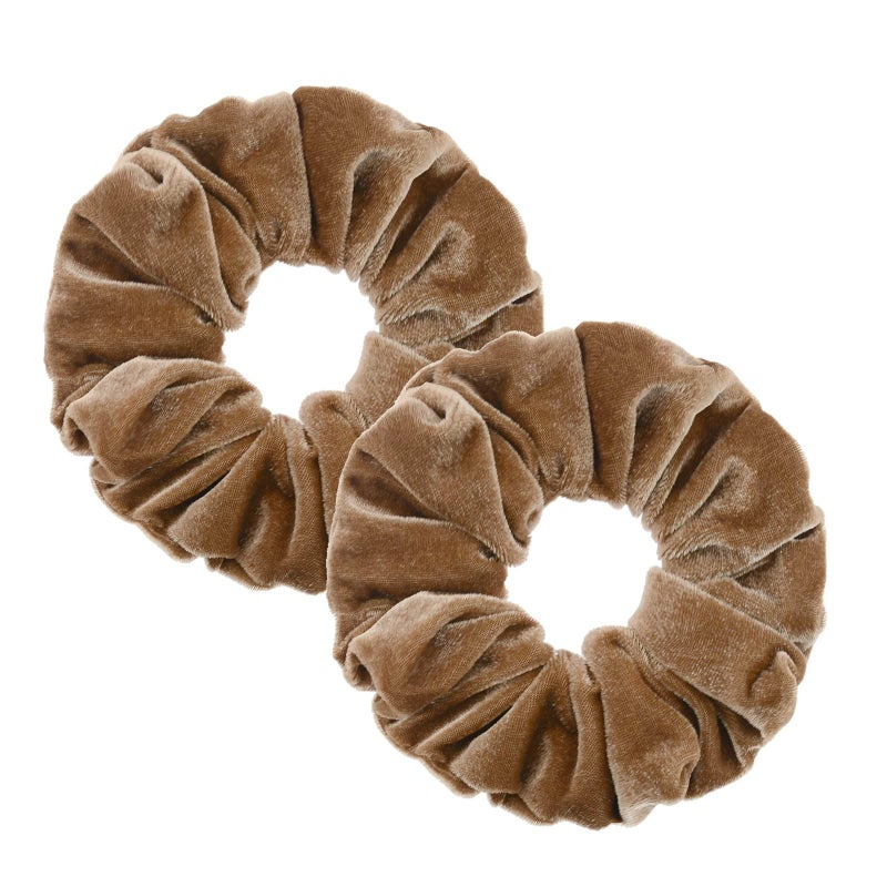 2 Pcs Brown Color Large Size Velvet Scrunchies for Women Hair Ties