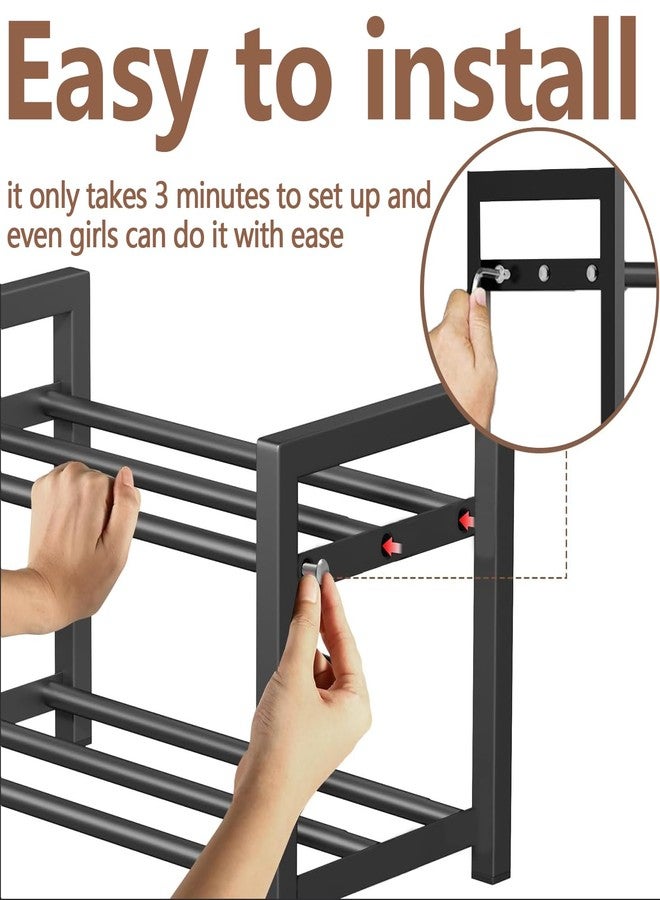 XiangLv Expandable Shoe Rack Small Shoe Storage Narrow Shoe Racks Metal Show Rack Slim Shoe Shelf for Entryway Wardrobes Small Space,Free Standing Extendable Adjustable Shoes Rack for Closet (Black, 3 Tier) - Image 4