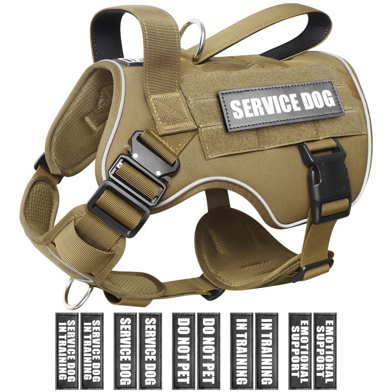 WINSEE Tactical Dog Harness for Medium Dog, Heavy Duty Service Working MOLLE Vest with 10 Pet Patches, 2X Metal Buckle Vest for Training Hunting Walking - Image 1