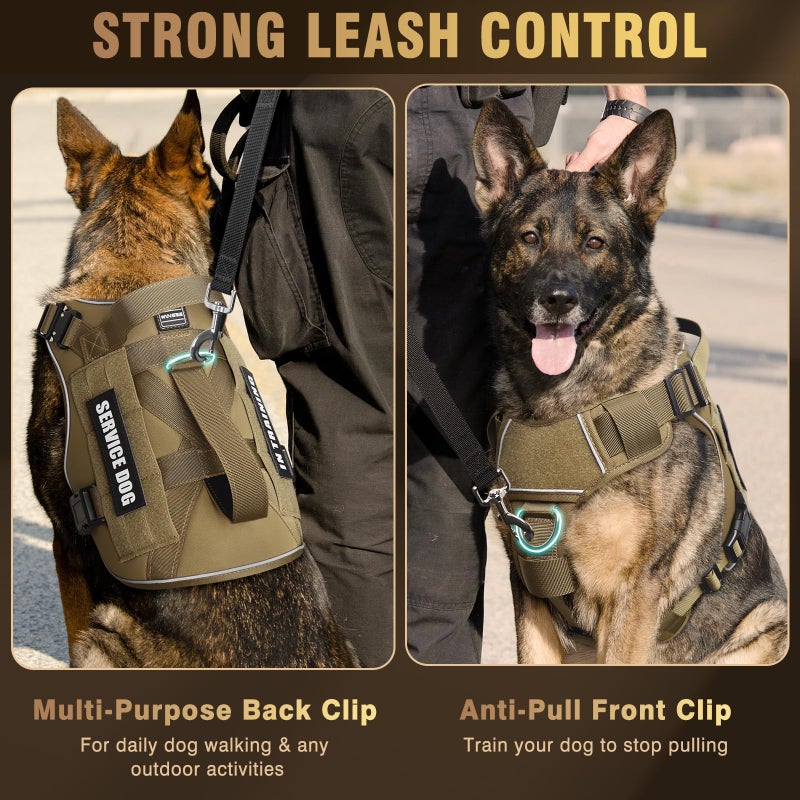 WINSEE Tactical Dog Harness for Medium Dog, Heavy Duty Service Working MOLLE Vest with 10 Pet Patches, 2X Metal Buckle Vest for Training Hunting Walking - Image 3