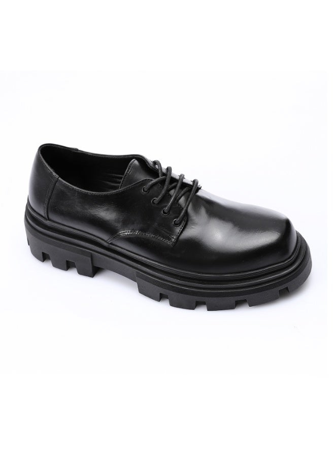 Mr.joe Mr Joe Chunky Black Leather Lace-Up Oxford Shoes for men - Black-3213  - Image 1