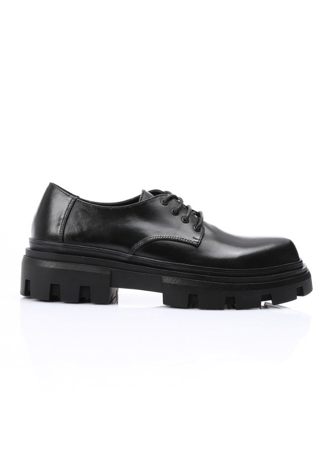 Mr.joe Mr Joe Chunky Black Leather Lace-Up Oxford Shoes for men - Black-3213  - Image 2