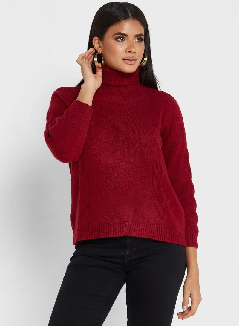 ELLA Cable Knit Turtleneck Sweater