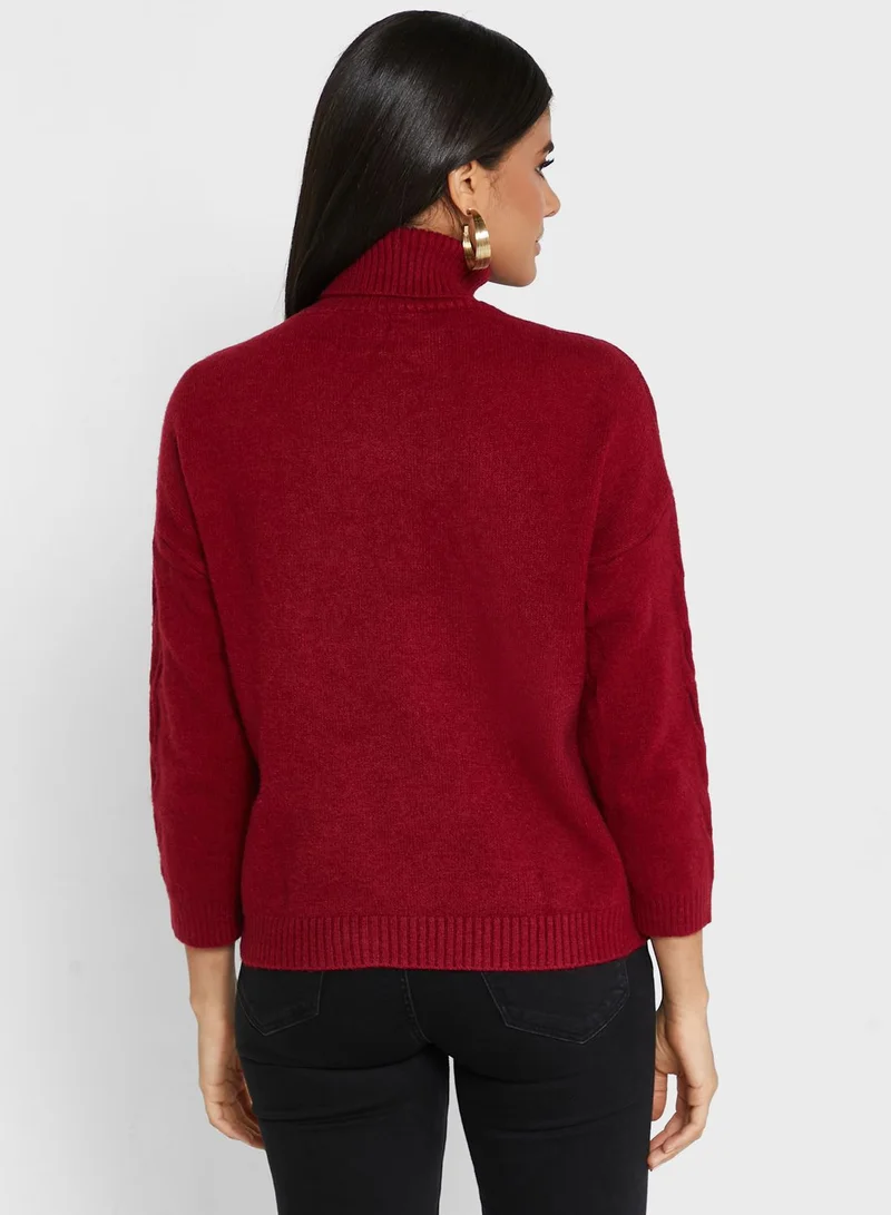 ELLA Cable Knit Turtleneck Sweater