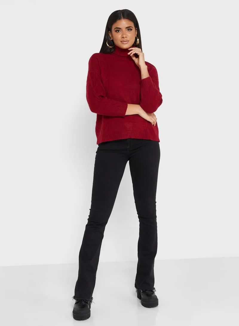 ELLA Cable Knit Turtleneck Sweater