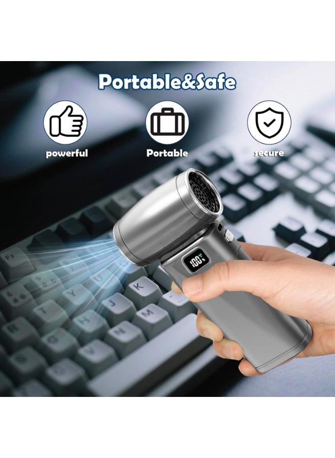 Alruht Cordless Electric Air Duster - 110000RPM Super Power Cordless Air Duster Turbo Fan 6-Speed ​​Adjustable Air Blower for PC, Keyboard, Home, Car, Outdoor, Replacement Compressed Air Canister (Gray) - Image 2