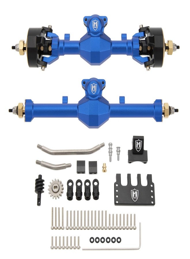 MEUS RACING محاور أمامية وخلفية من نوع MEUS Racing Isokinetic ثلاثية الأقسام CVD، زاوية توجيه قصوى 52 درجة، أعرض بمقدار 5 مم، قطع غيار ترقية لسيارات الزحف Axial SCX24 Deadbolt C10 JLU Gladiator Bronco 1/24 RC (مؤكسد باللون الأزرق) - Image 1