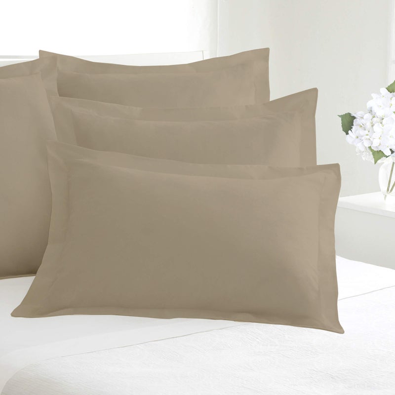 FRESH IDEAS Poplin Tailored Pillow Sham  Euro  26x26 inches  Mocha - Image 2