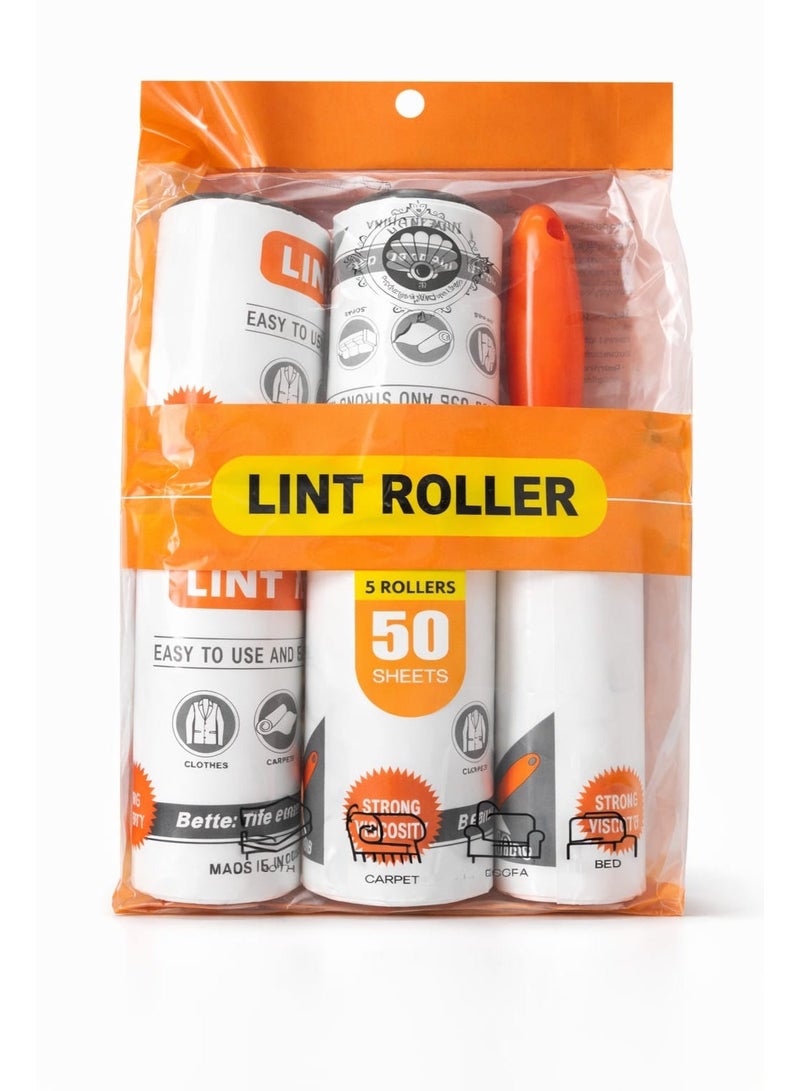 Lint Roller Kit- Extra Sticky (5 Rolls + one roller) 50 sheets per roll/ Total 250 sheets - Image 4